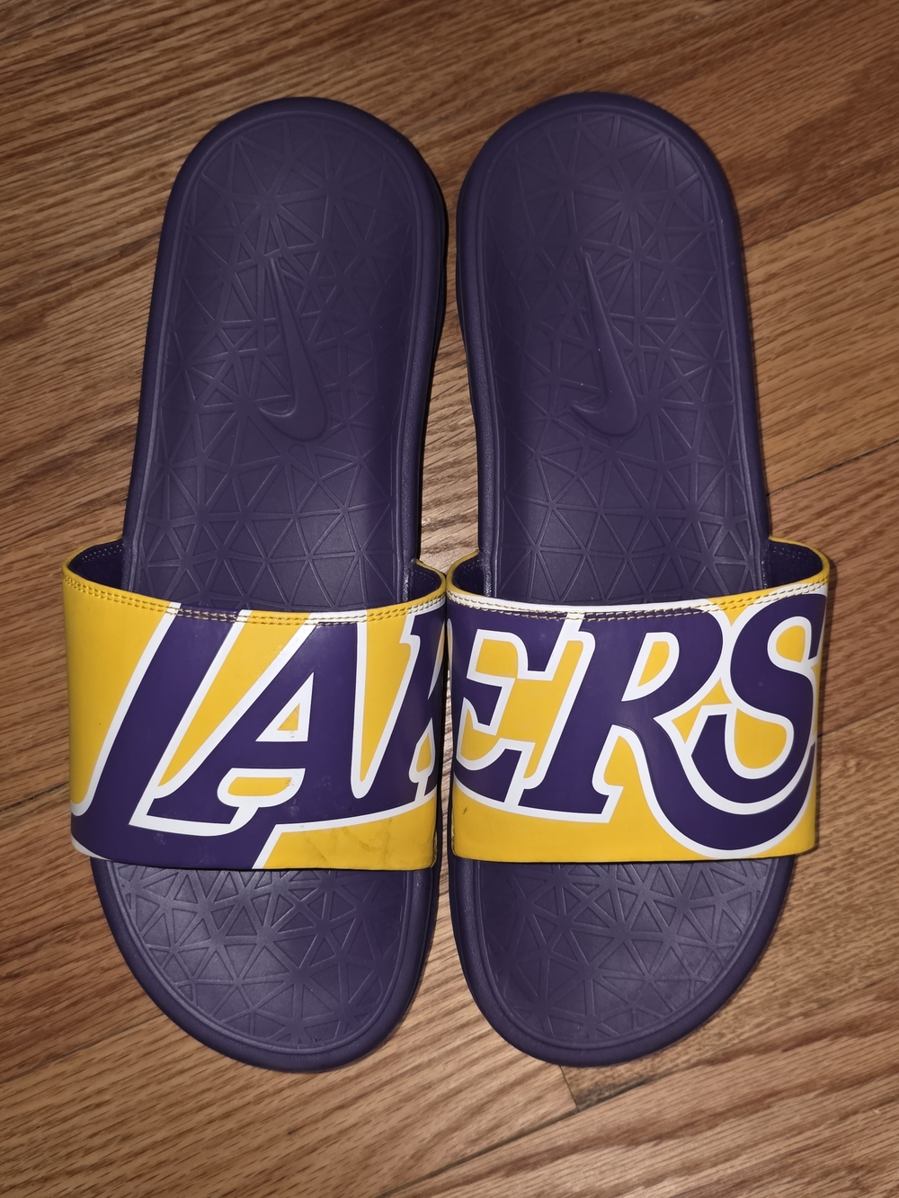 Nike Lakers Purple and Yellow Slide Sandals